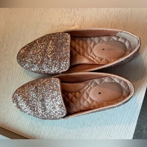 Birdies Starling Flat Loafer Disco Ball Glitter Flat Rose Gold Size 7.5
